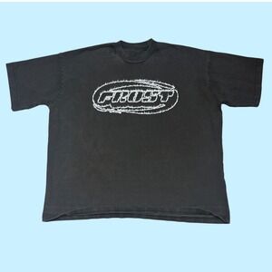 Frost Logo Graphic T-Shirt Black Streetwear Boxy Fit Mens Medium